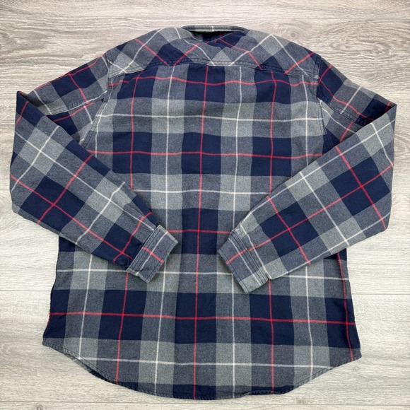 Flint And Tinder Flannel Shirt Men XL Blue Red Plaid Double Pocket Button Up USA - Picture 10 of 14